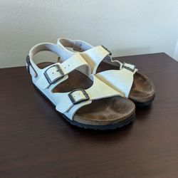 Birkenstock Size 39 L - 8 Woman’s Birki's Off White 3 Strap Sandals Used