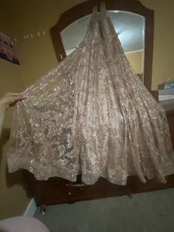 Rose gold glittered prom dress