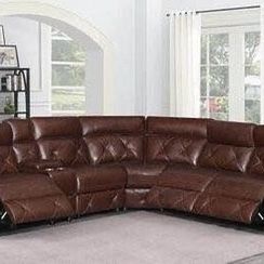 Brand New Top Grain Leather Brown Modular Power Sectional