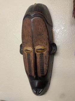 Large African Fang Mask Antique Vintage Hand Carved 22”