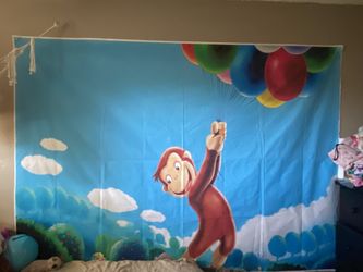 Curious George Birthday Backdrop