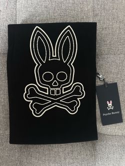 Psycho Bunny Men’s shirt Black Graphic Logo T-Shirt Bunny Skull Crossbones