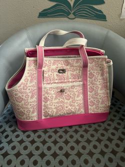 Small dog purse carrier - pink & white