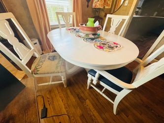 White Oval Dining Table with 4 Chairs