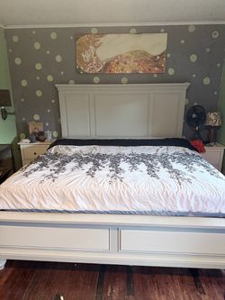 Heather grey California  King Bed Frame with Storage
