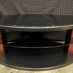 50” Glass-Top and Wood Oval TV Stand