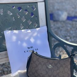 Coach Teri Shoulder Bag Signature Canvas Leather Dust Bag 