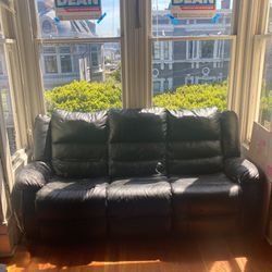 FREE- Black Leather Duel Recliner Couch