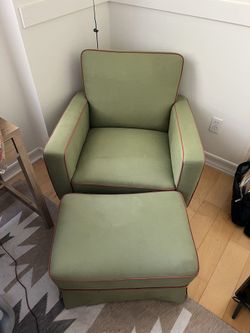 Mid Century European Chair And Ottoman 