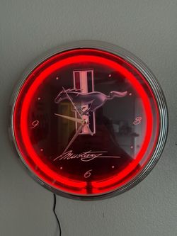 Ford mustang neon light wall clock
