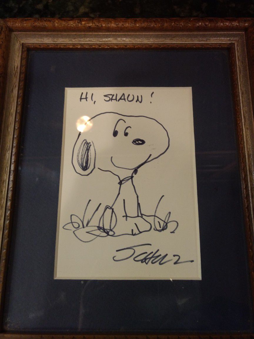 Signed Snoopy Sketch by Charles Schulz