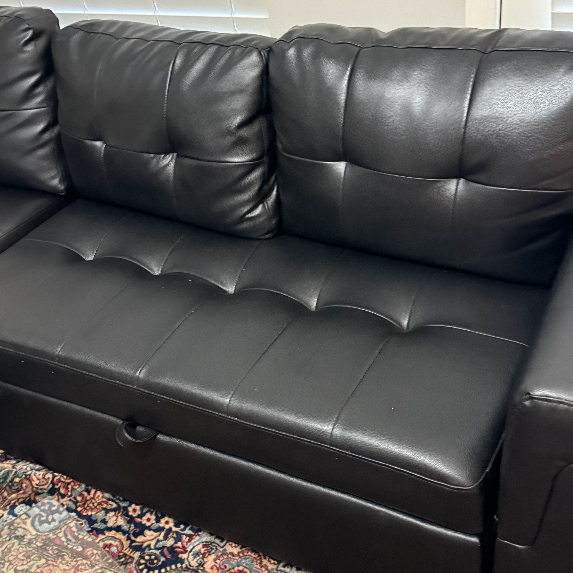 Gorgeous Black Leather Sofa Bed Only 6 Months Old