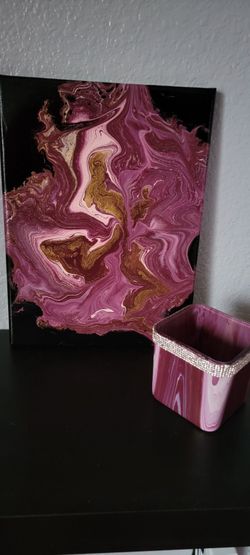 Handmade Abstract Painting And Candle Holder 