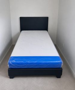 Twin size brand new bed set (Mattress and wooden bedframe)