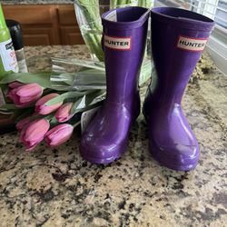 Hunter Sparkly Purple Kids Rain Boots SZ 10