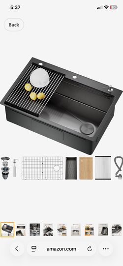 33X22 Drop In Kitchen Sink with Pop-Up Drain, 304 Stainless Steel Workstation, Upgraded Fast Drain, Topmount Single Bowl with kitchen Accessories, Fol