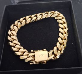 12mm gold-plated flat Cuban link bracelet
