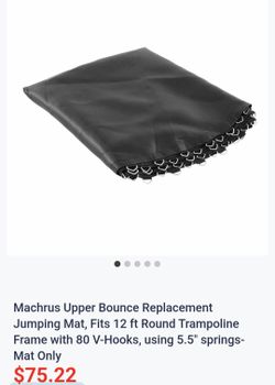 Machrus Upper Bounce Replacement Jumping Mat For 12 ft Round Trampoline Frame 80 V-Hook 5.5" Springs