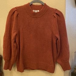 NWT~MADEWELL Women Dotted Eaton Puff Sleeve Merino Wool Sweater Size Small