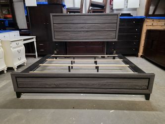 Modern Gray Rustic Style King Size Bed Frame