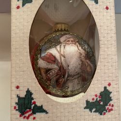 Very Collectable Vintage Ornament By Roseville Santa On Silk