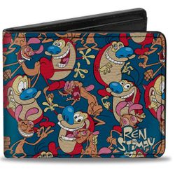 BI-FOLD WALLET - REN AND STIMPY MULTI-POSE COLLAGE BLUE