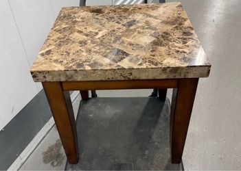 Faux Marble Top Square End Table