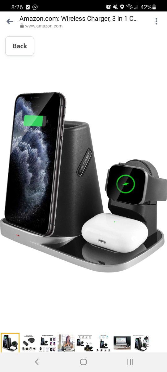 New Wireless Charger, 3 in 1 Charging Station for Apple AirPods Pro/2 Wireless Charging Stand Detachable Wireless Watch Charger QI Fast Charger Stand 