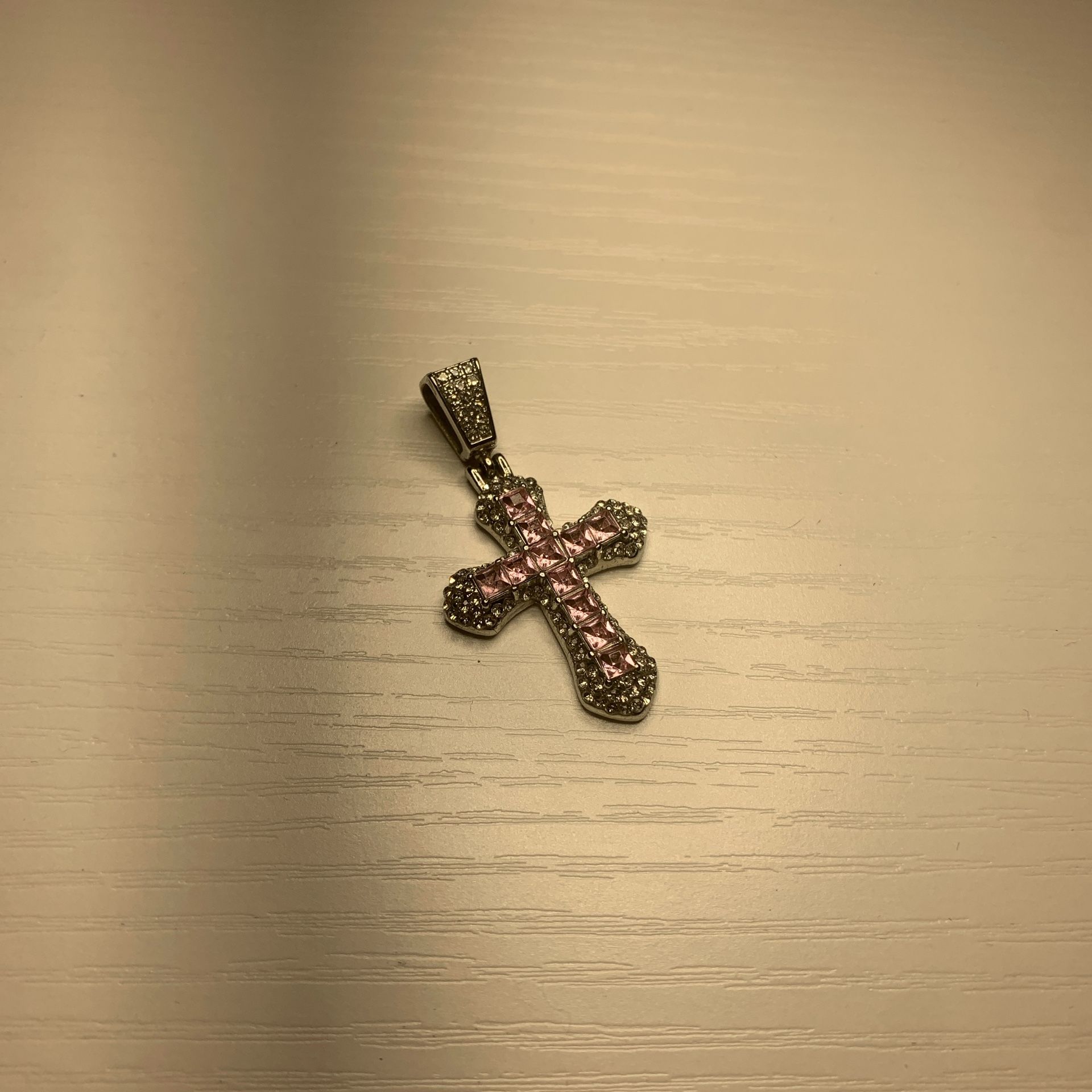 ICED OUT (pink) cross pendant