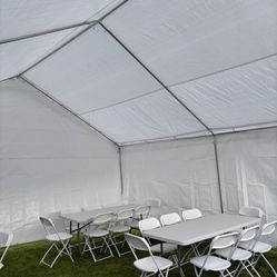 Vendo 80 sillas nuevas 10 mesas y una carpa 20x20 por emergencia 🚨 Todo nuevo en su caja 📦
