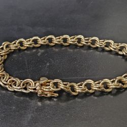 Vintage 100% 14k Gold Bracelet 16.5 Grams 7.25 Length Necklace Jewelry W/ Safety Clasp ♥️  Chain Bullion Bar .585 