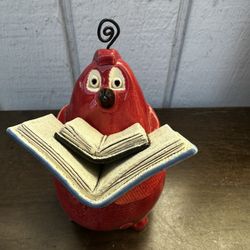 Red Bird Book Figurine Decor Unique 