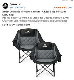 Outdorm Oversized Folding Camping Chairs – 2 Pack