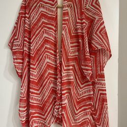 Lush orange and white Abstract Tunic Tops for Women