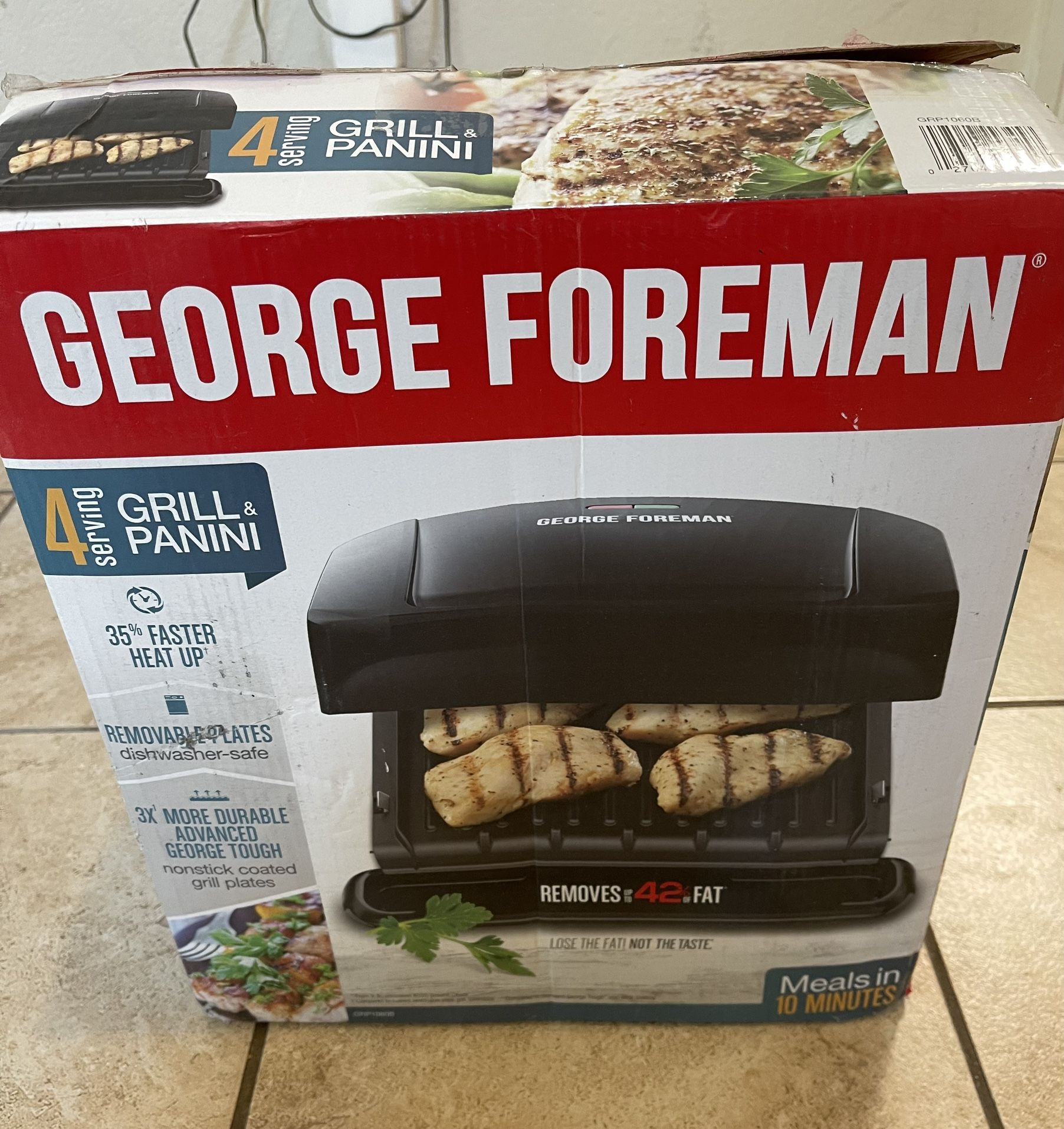 George Foreman 4-Serving Removable Plate Grill and Panini Press, Black, GRP1060B