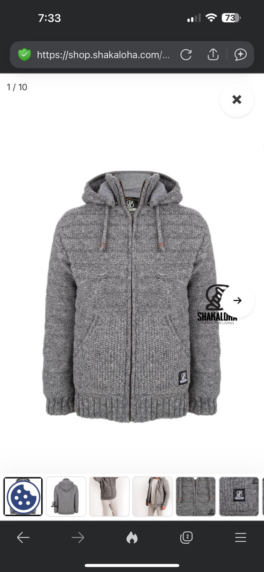 Shakaloha Knitted Wool Vest Chuck Ziphood Grey with Fleece Lining