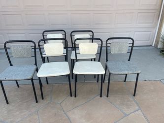 6 Vintage Steel folding chair Mid Century Modern Retro Seat Pad