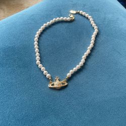 Vivienne Westwood pearl & orb gold choker necklace