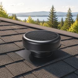 12 Flush Mount Round Solar Roof Vent Fan,30W Dual Power Black Attic Exhaust Fan,3-Speed Remote & 25°C Auto Ventilation,1200 CFM,MPPT Controller Solar