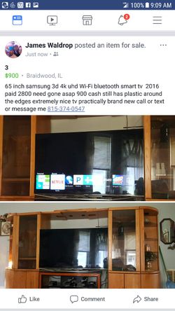 Samsung 4k 3d uhd flat screen like new paid 2800