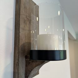 Wood Candle Wall Sconce