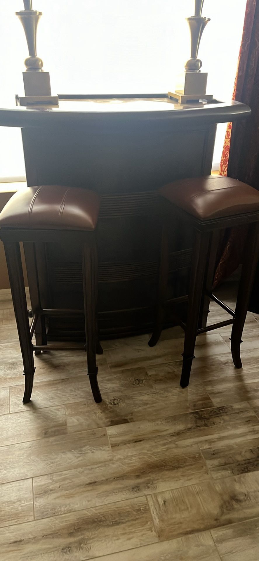 Bar and Stools Set Wooden