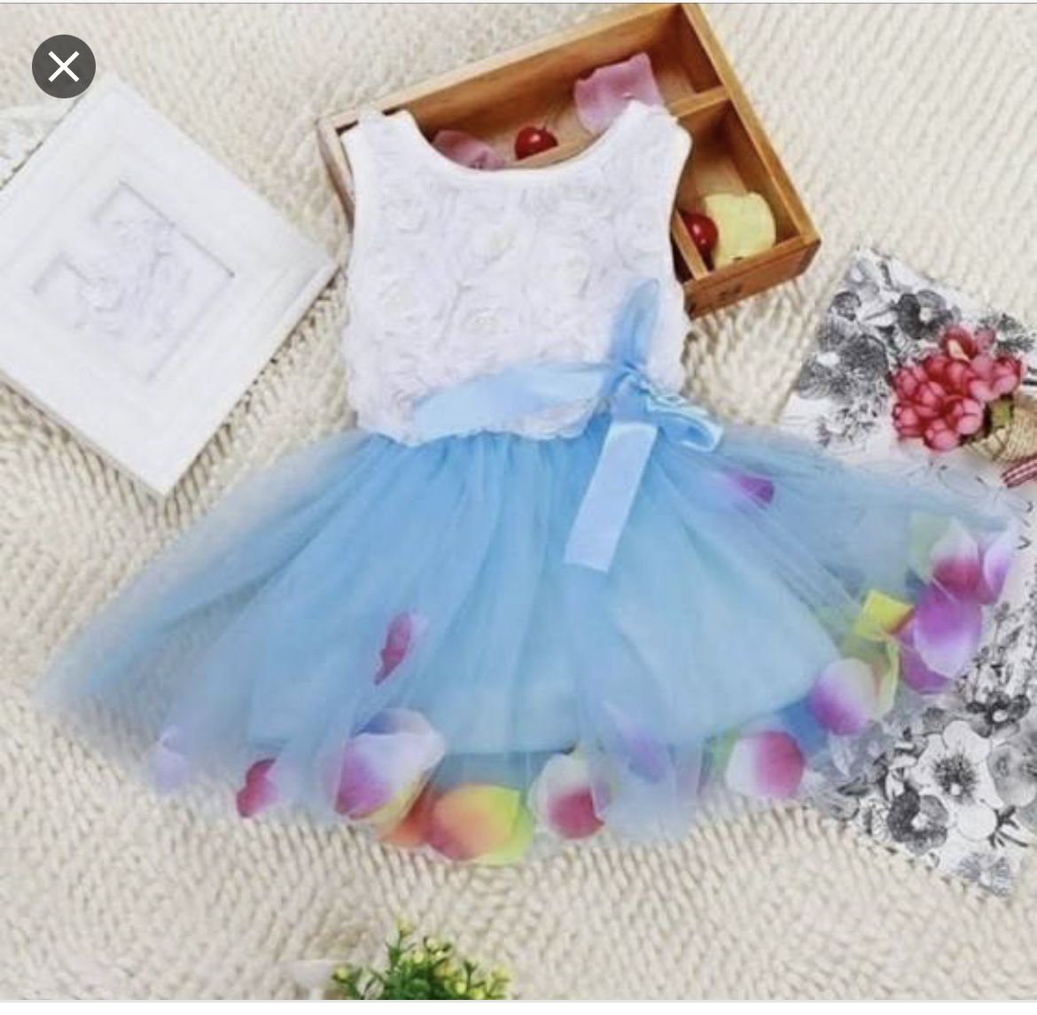 NEW Spunky Kids size 12 months to 2t, white formal dress with pearls tulle skirt petals flowers