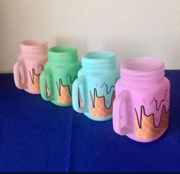 Decorative Mason Jar Set 4pc. Set / Sundae Theme Mason Jars 