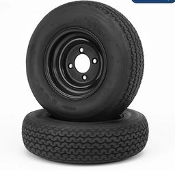 4.80-8 Trailer Tires with Rims, 4 lugs (Black)