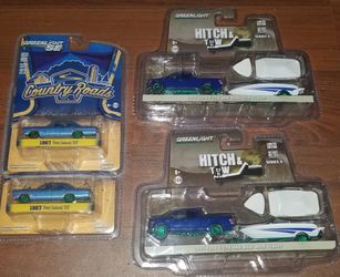 GREENLIGHT GREEN MACHINE LOT 2 1967 FORD GALAXIE 500 + 2 2015 FORD-150 BOAT WITH TRAILER