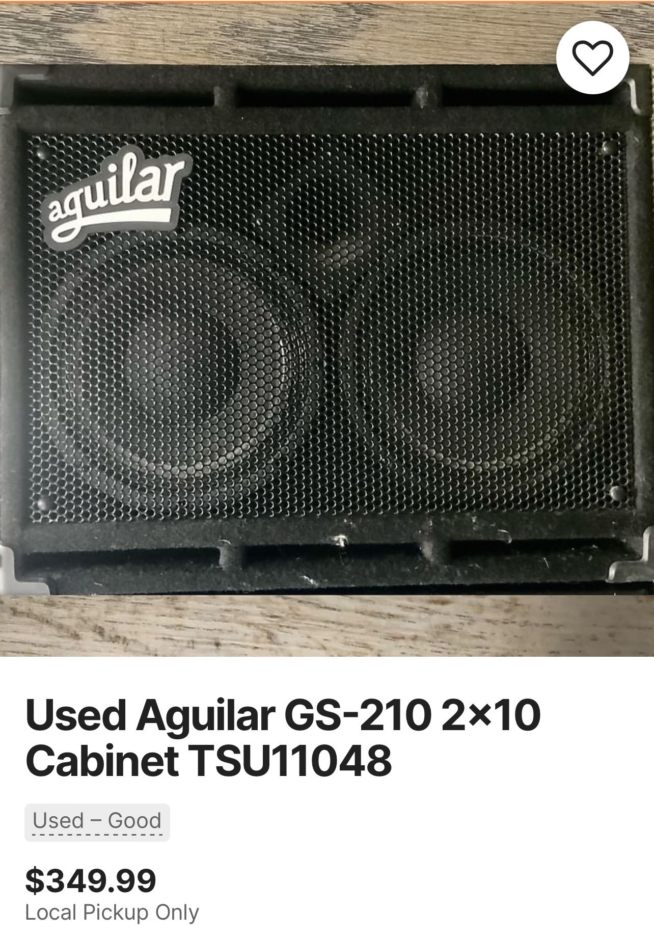Used Aguilar GS-210 2x10 Cabinet TSU11048