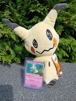 (NEW) Pokemon Mimikyu 12" Plushie With Trick or Trade (FOIL) Trading Card