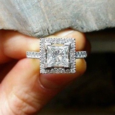 "Pure Anillos Princess Cut Zircon Silver Plated Fashion Wedding Ring, L272
 
