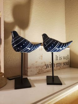 Home decor blue ceramic birds